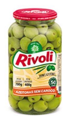 Azeitona Rivoli Verde Sem Caroço Vidro 400g