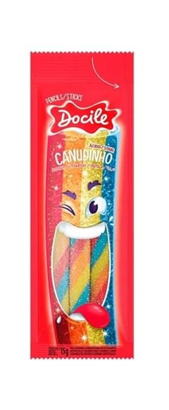 Bala Canudinho Colorido Morango Cítrico