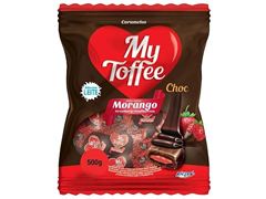 Bala My Toffee Chocolate Recheio Morango