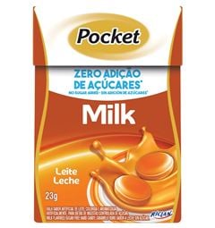 Bala Pocket Leite Zero Açúcar