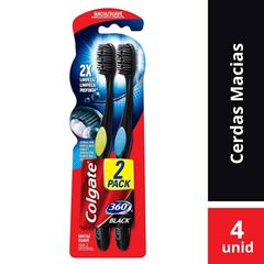 Escova Dental Colgate 360 Graus Black Carvão Embalagem Com 2  UN