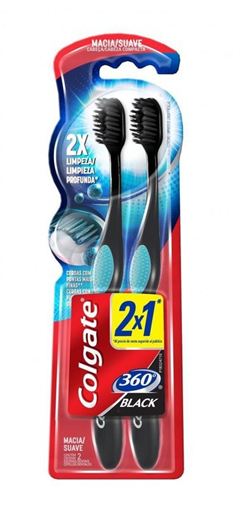 Escova Dental Colgate 360 Graus Black Carvão Embalagem Com 2  UN