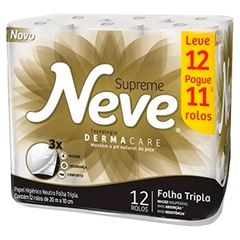 Papel Higiênico Neve Supreme Folha Tripla Leve 12 Pague 11 20m