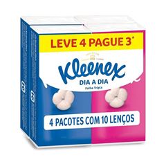 Lenço Kleenex Bolso Leve 4 Pague 3 com 4x10 unidades