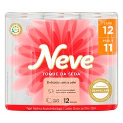 Papel Higiênico Neve Toque de Seda Folha Dupla Leve 12 Pague 11 30m
